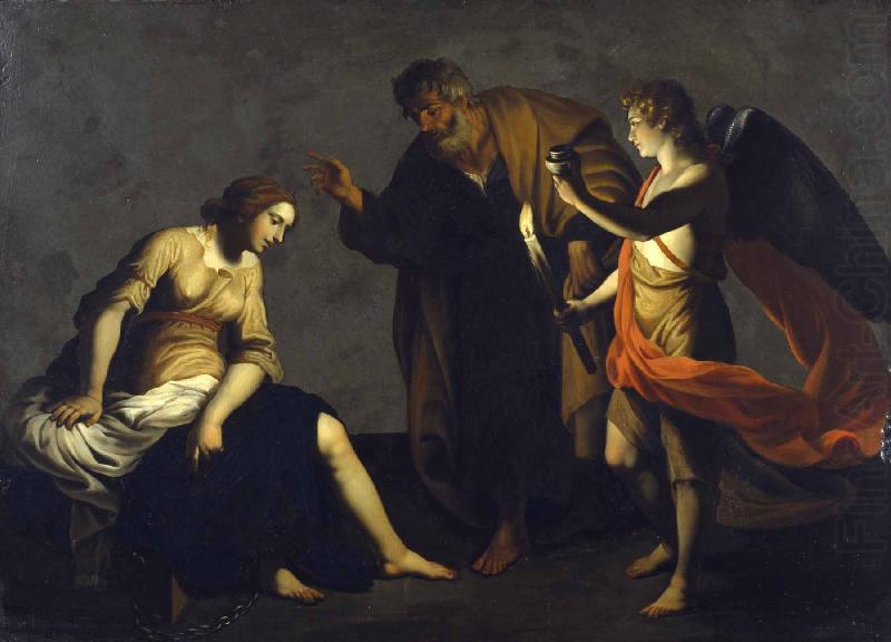 Alessandro Turchi Saint Agatha Attended by Saint Peter and an Angel in Prison china oil painting image